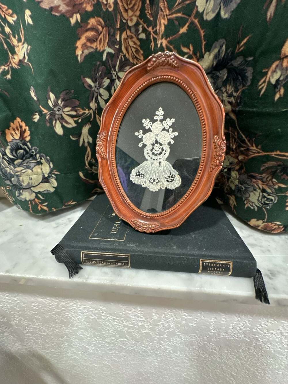 Lace Jewel Framed Handmade White Lace Dress Figurine Brugge Belgium Vintage